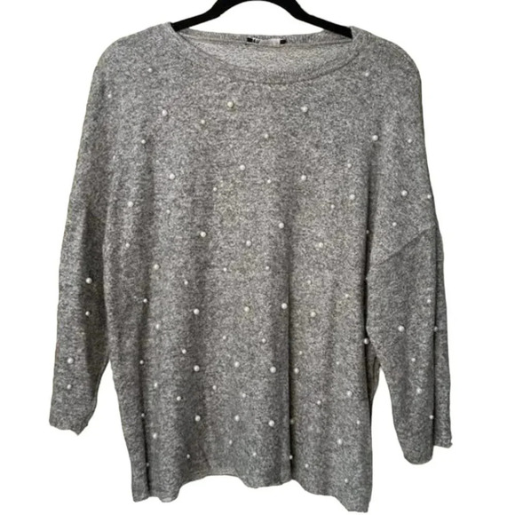 ZARA Pearl Embellished Sweat Shirt Style Sweater Top - size small - Picture 1 of 7